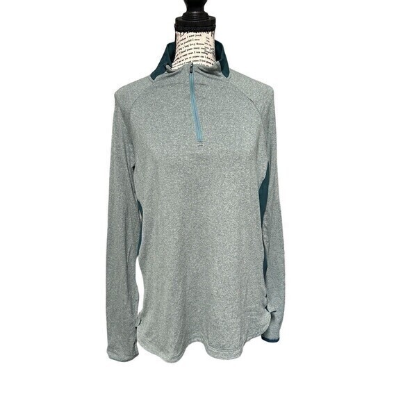REI Co-op Sweatshirt Womens XL Green Gray 1/4 Zip Pullover Baselayer Long Sleeve - Picture 1 of 5